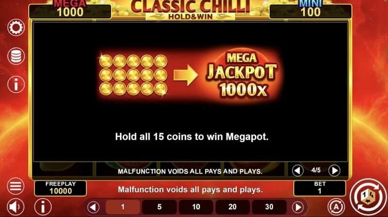 Classic Chilli Hold & Win - malalagkit na simbolo sa hold round